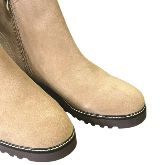 Franco Sarto Crystal Water Resistant Faux Fur Trim Ankle Boots Sz 8.5 Sandstone - Picture 7 of 12